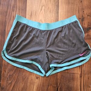 Nike Women's Gray and Teal Athletic Shorts